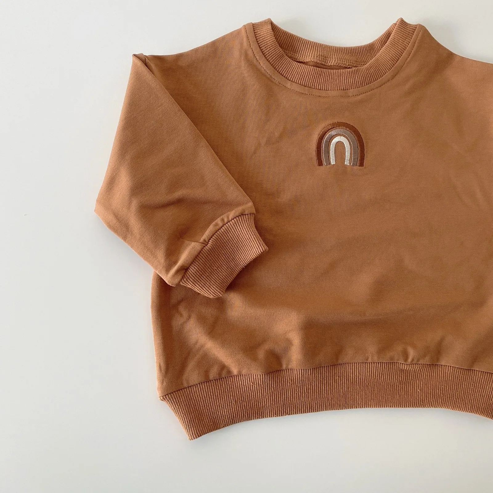 Spring Clothes Baby Boys Rainbow T-shirts Toddler Girls Tops Long Sleeve Embroidery T-shirt Outfits Fashion