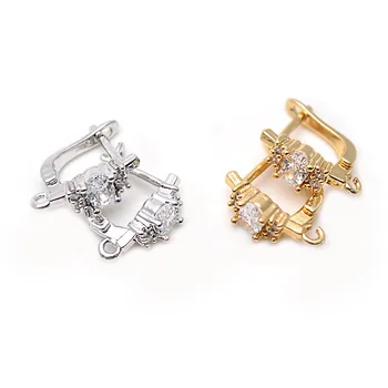 

Nickle Free Color Remain Electroplating Big size CZ Earrings Hooks with a loop Jewelry Findings 30pc/lot