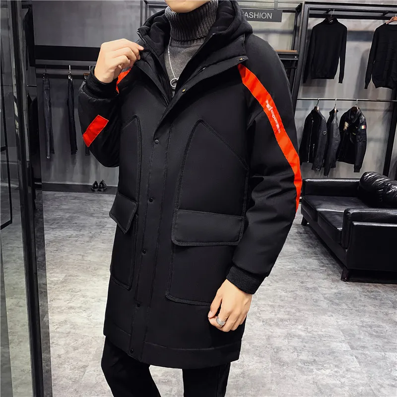 Зимняя куртка мужская парка длинная стильная утолщенная хлопковая куртка