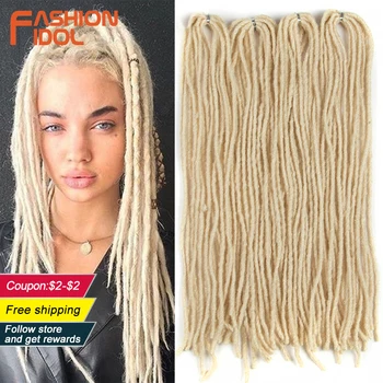

FASHION IDOL 20 inch Afro Dreadlocks Braid Hair Extension Ombre Brown Crochet Braids 70-80 Strands Reggae Hip Hop Synthetic Hair