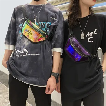 

Holographic Fanny Pack Fashion Women Shiny Waist Belt Bag Small Crossbody Purse for Festival Travel Party PVC Material 2020