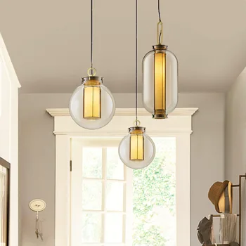 

2020 Vintage Glass Ball Lamp Industrial Pendant Lighting Coffee Shop Light Designer Dinging Room Small Hanging Pendant Lamp