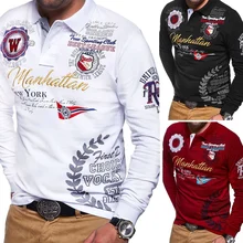 ZOGAA, новинка, Рубашки, Топы для мужчин, поло размера плюс 3XL, Мужская рубашка поло с длинным рукавом, повседневные Брендовые мужские рубашки поло с буквенным принтом