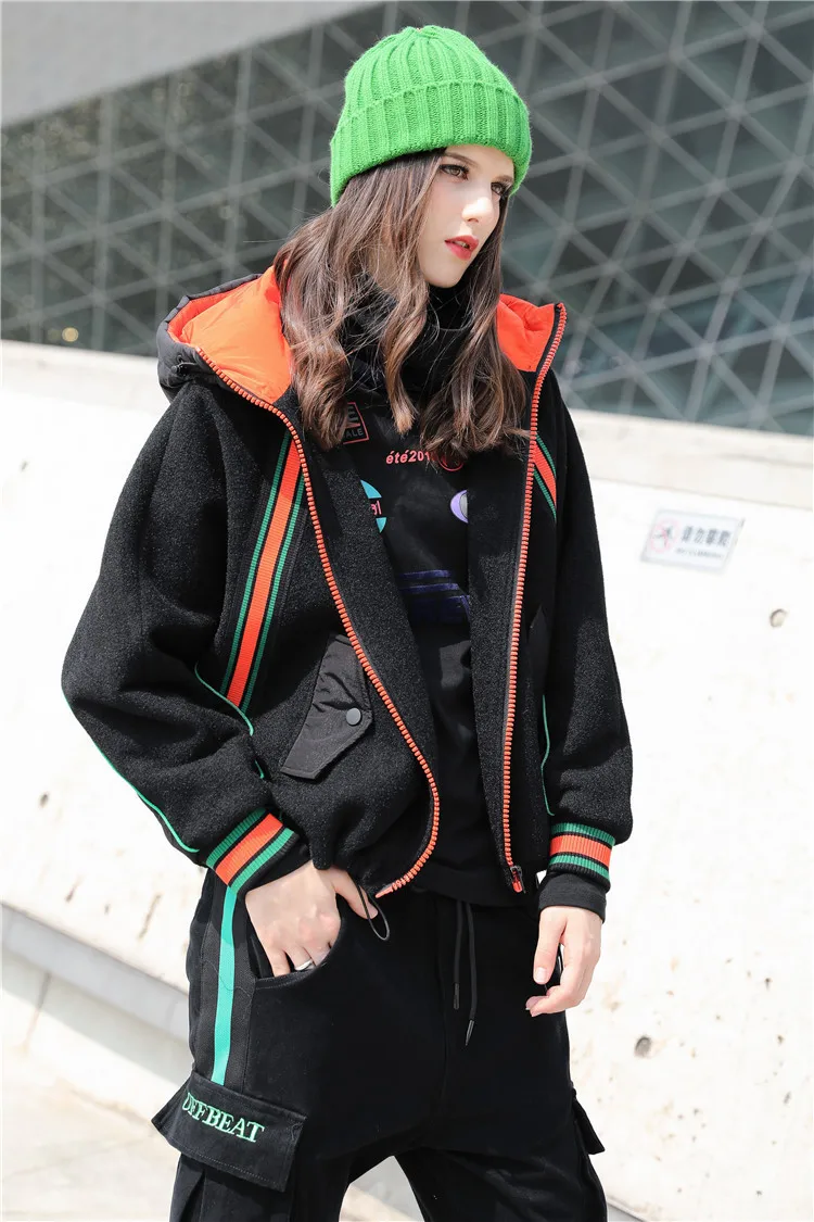 Max LuLu модные корейские дизайнерские женские панковские уличные зимние куртки с капюшоном повседневные шерстяные пальто с принтом размера плюс