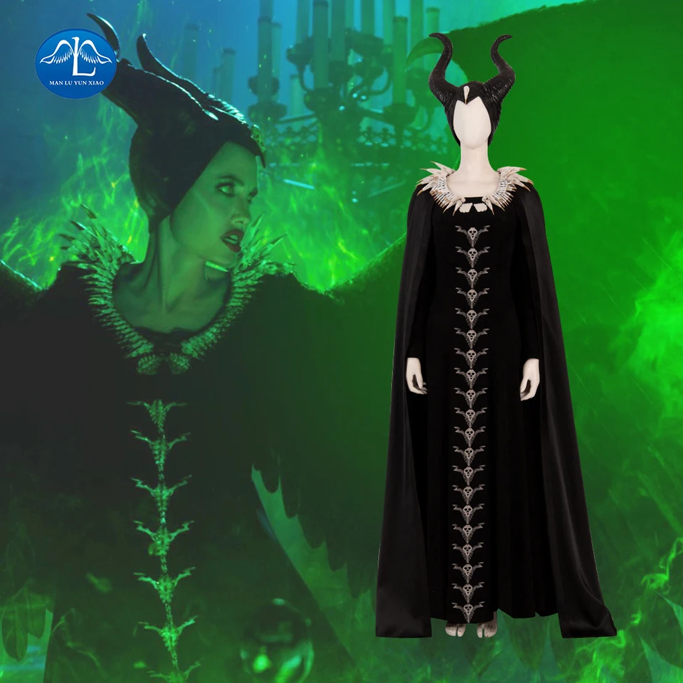 Malefica Padrona Del Male Costume Di Carnevale Vestito Di Halloween Malefica Costume Cosplay Corna Del Cranio Di Fantasia Angelina Jolie Dress Costumi Cinema E Tv Aliexpress