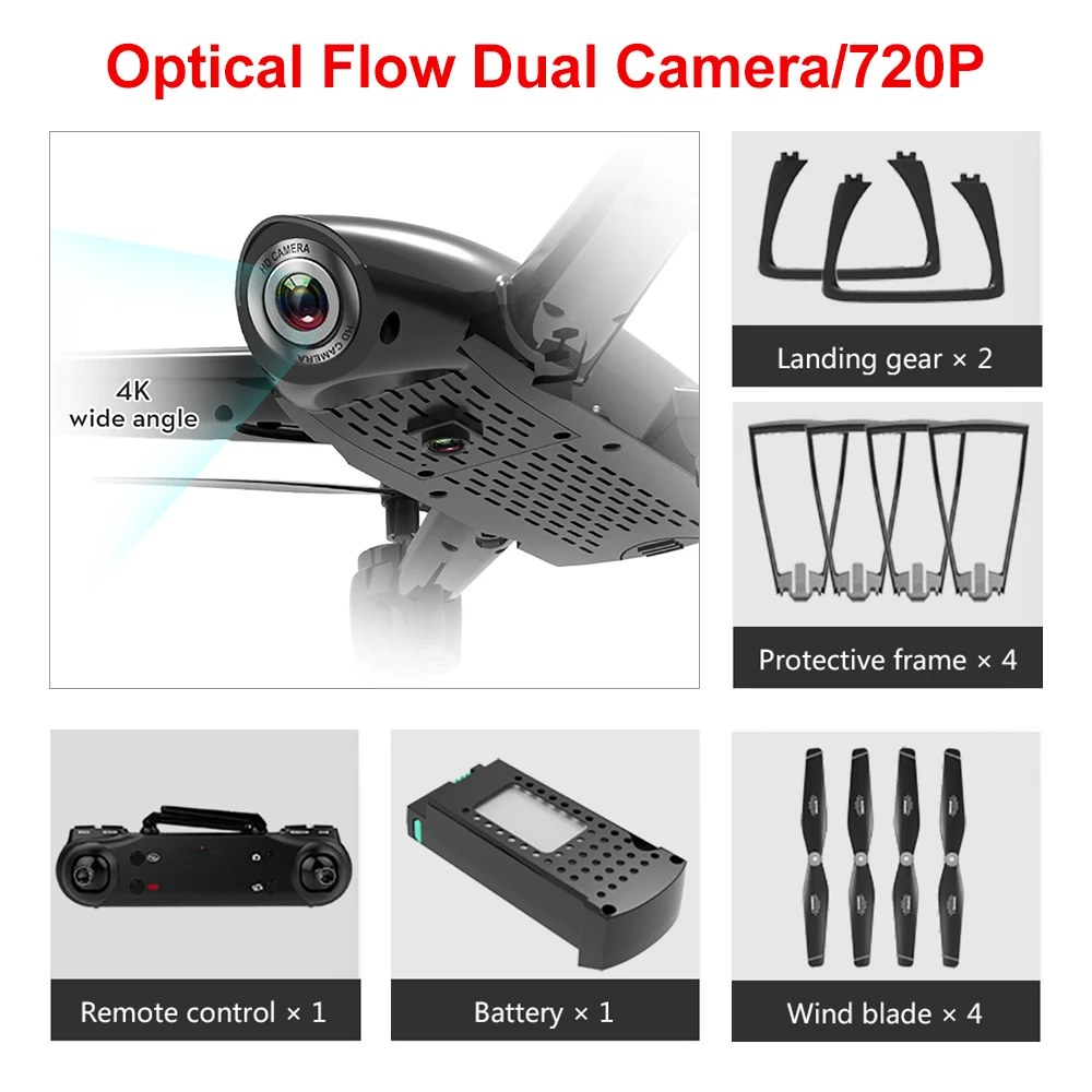 Oeak WiFi FPV RC 4K широкоугольная камера оптический поток 1080P HD Двойная камера видео Квадрокоптер игрушки для взрослых и детей