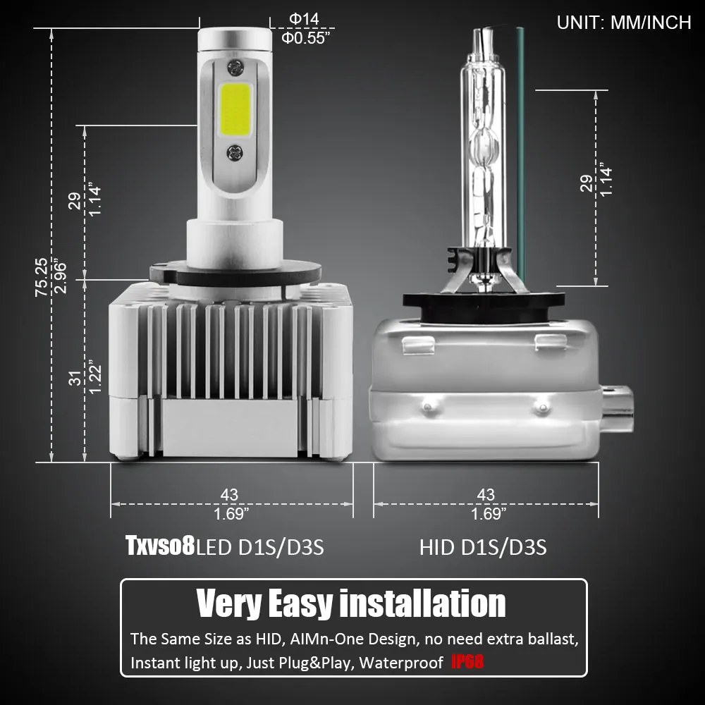 TXVSO8 D1S D2S D3S D4S LED Headlight Bulb 110W 6000K Super Bright Lights 11000LM LED Update Kit Car Light Luces Led Coche