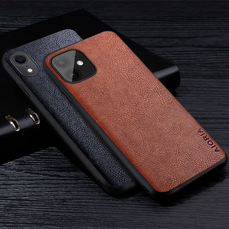 Кожаный чехол для iPhone 15 14 12 11 13 Pro Max Mini SE 8 Plus, Роскошный Ретро Чехол с текстурой личи для iphone X XS XR SE 2020