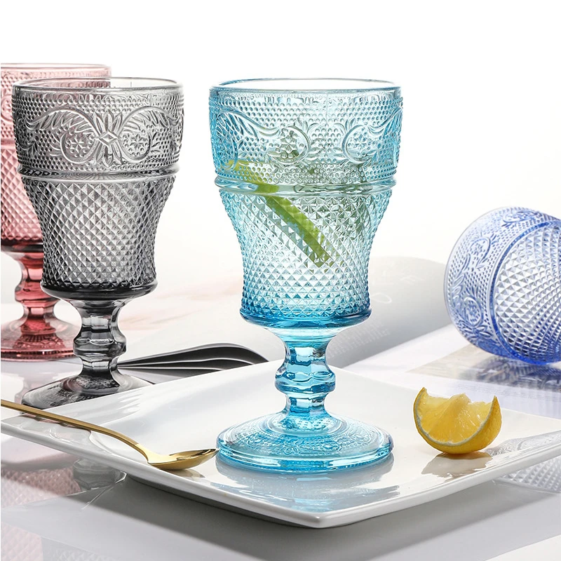 2Pcs Colorful Vintage Goblet Champagne Wedding Party Wine Glasses Cup Cocktail Whiskey Cups Crystal Sculpture Juice Beer Glass