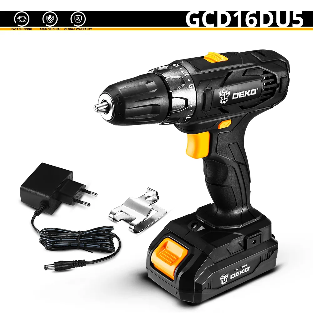 GCD16DU5 DEKO GCD16DU5/GCD16DU6 16V Макс Электрическая отвертка аккумуляторная дрель электрическая мини Беспроводной Мощность драйвер постоянного тока литий-ионный Батарея 2-Скорость - Цвет: GCD16DU5
