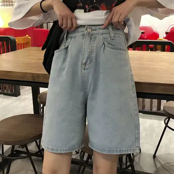 

Shorts Women Simple Classic Elegant Summer Korean Denim Short Womens Pockets Straight Students Loose High Quality Retro Clothing