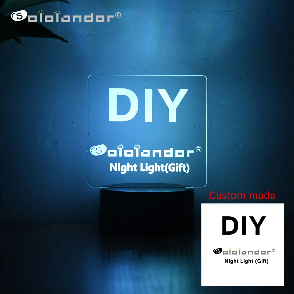 SOLOLANDOR индивидуальный 3D ночной Светильник USB 7 цветов основание DIY для свадьбы
