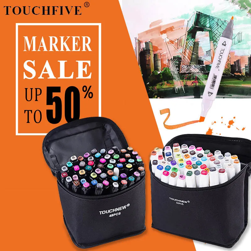 TOUCHFIVE 30/40/60/80 цветные художественные маркеры на спиртовой основе для рисования