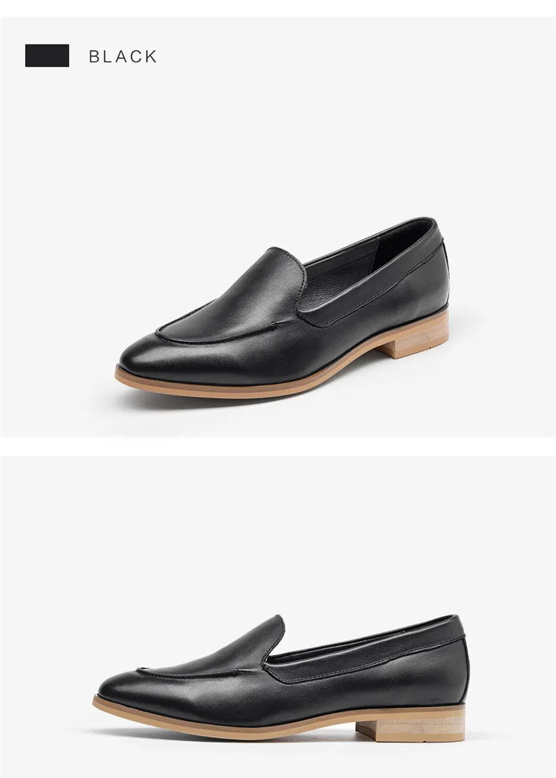 Spring Summer Genuine Leather Women's Loafers New Fashion Pointed Toe Women's Flats Oxfords Singles First Layer Leather Brogues (6)