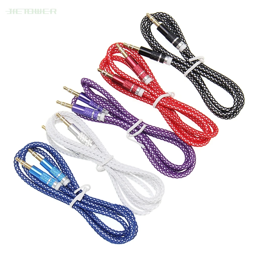 3 5mm Jack Audio Cable Nylon Braid candy Car AUX Cable Headphone Extension for Phone MP3 Car Headset Speaker 500pcs lot