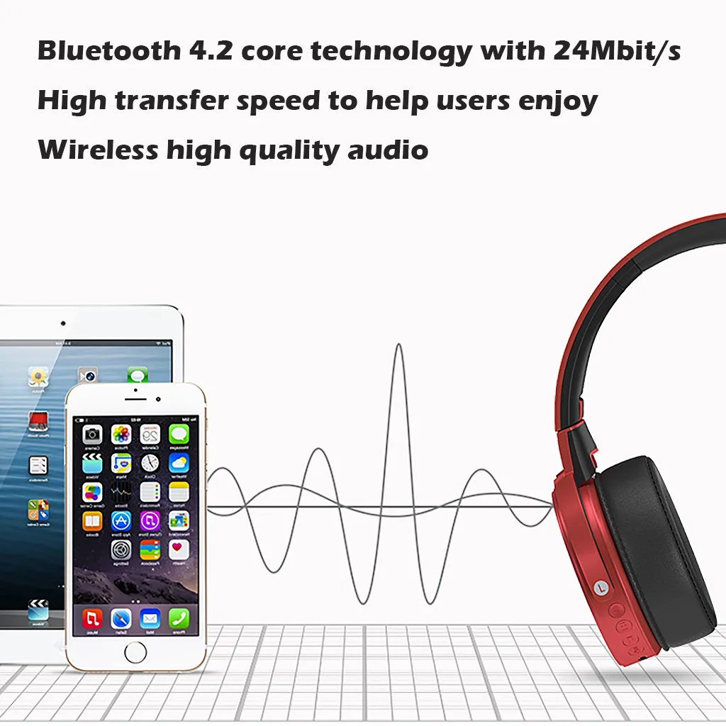 Складные Bluetooth наушники с микрофоном Поддержка Tf карты MP3 Fm Usb зарядный кабель Bluetooth гарнитура