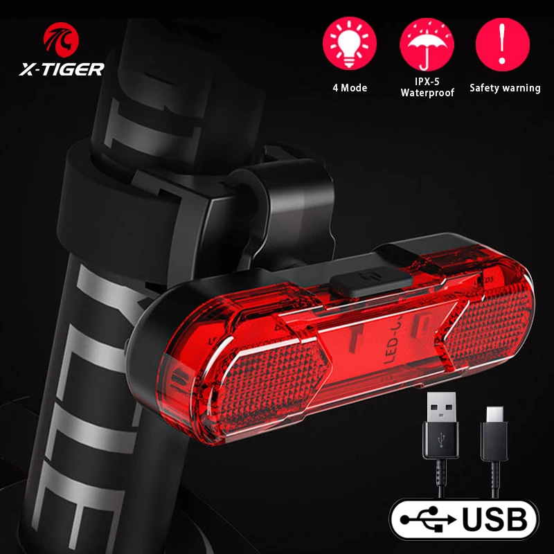 X TIGER велосипедный задний светильник водонепроницаемый USB зарядка светодиодный s