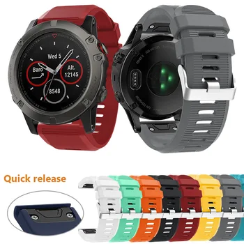 

26mm Sport Silicone Watchband Wriststrap for Garmin Fenix 6X 6X Pro 5X 5XPlus 3 HR Descent Mk1 Easy Fit Quick release wirst band