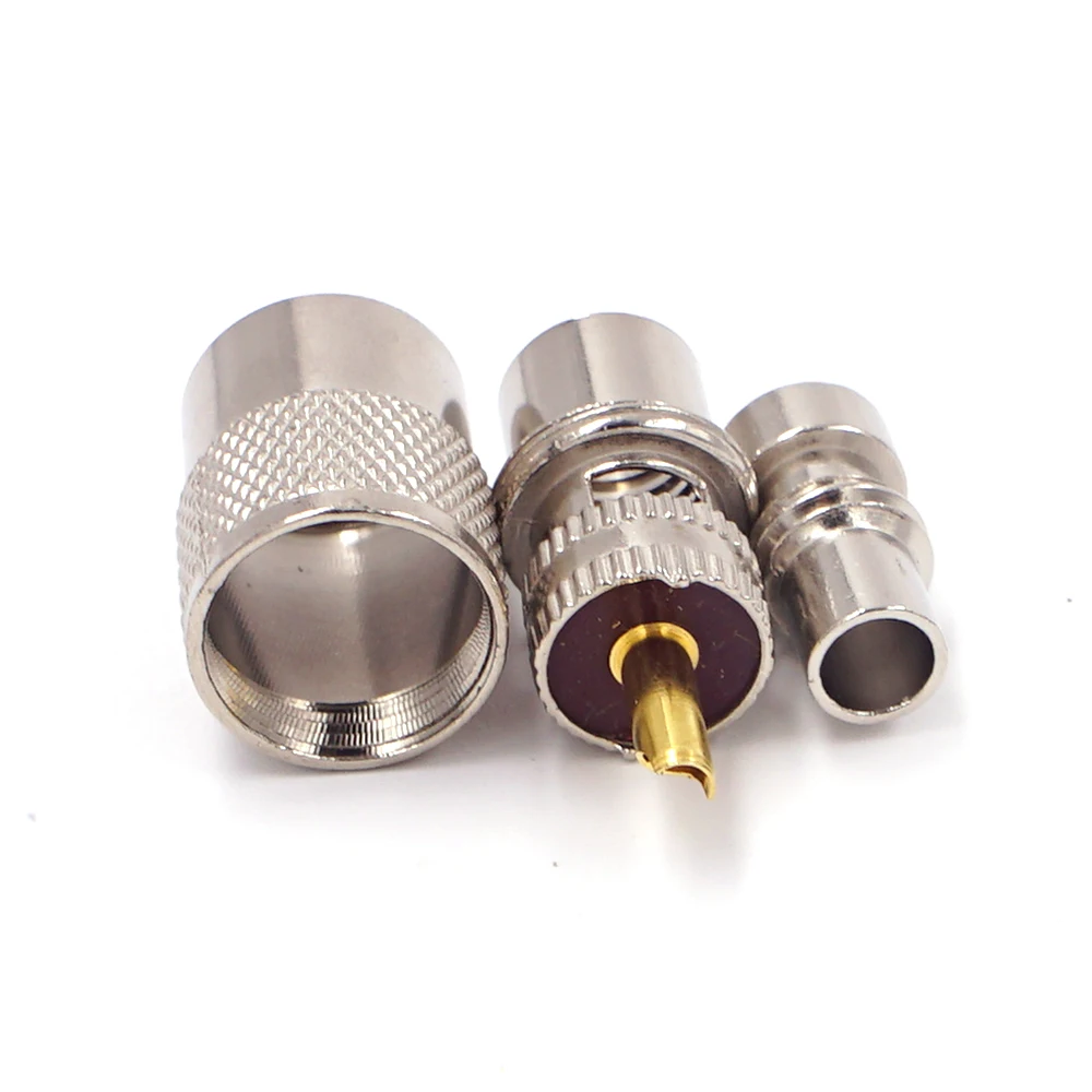 Coaxial Cable Connector 10pcs/lot Screwed Coupling PL259 UHF Male Plug Reducer for RG58 RG8X + Tube UHF RG8X
