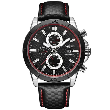 

Multifunctional Automatic Mechanical Watch Men's Relogio Male Watch Leather Strap Clock Waterproof Luminous Month Calendar Week