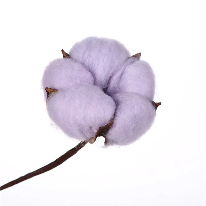 Purple 10 шт./лот, искусственный цветок, хлопок, Цветочная ветка, свадебное украшение для дома, Рождественское украшение, реквизит для фотосессии, сухая хлопковая Цветочная головка - Цвет: Purple