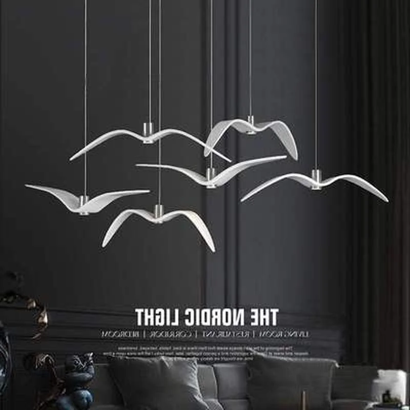 

Современная светодиодная Люстра для столовой, художественный светильник в виде чайки белого цвета для гостиной, виллы, коридора, кофейни, подвесные осветительные приборы
