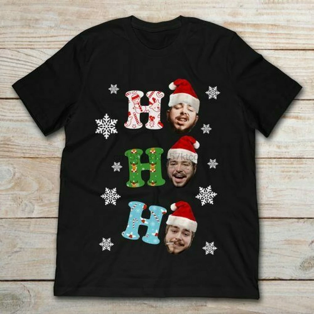 Классическая черная футболка с надписью Post Malone Ho Merry Christmas лучший рождественский