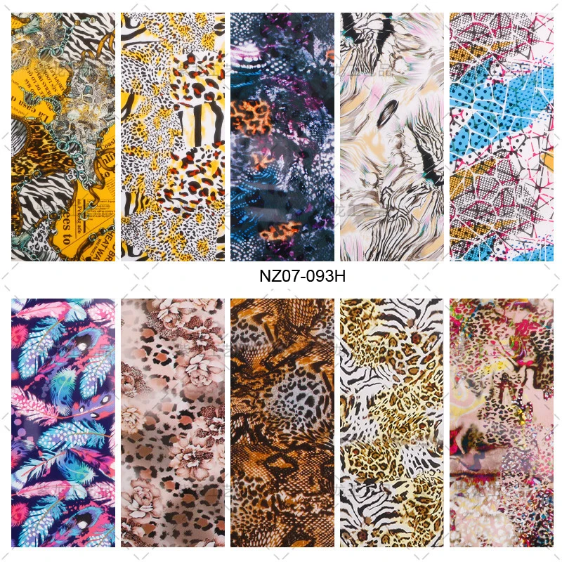 10Roll 4*10cm leopard Print &Love Heart Nail Glass Foils Decal , Nail Paster Kit Valentines's day Transfer Sticker