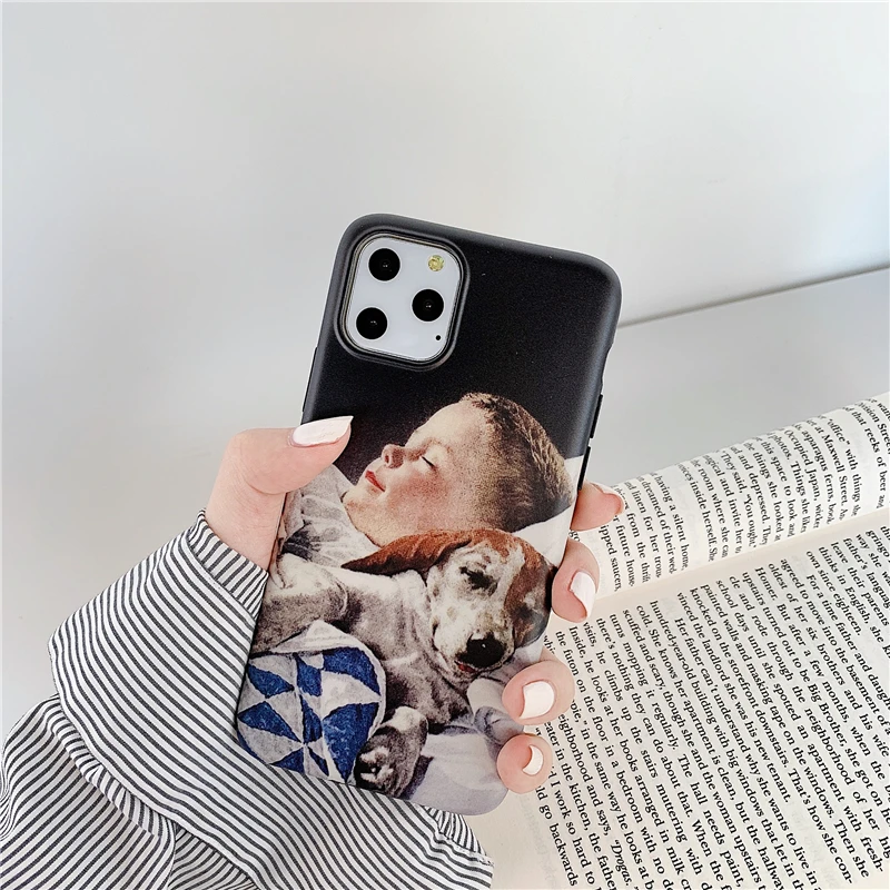 Ретро милый спящий детский телефон чехол для iphone 11PROMAX XS Max чехол для iphone X XR 8 7 6 Plus чехол Матовые чехлы IMD Capa Fundas - Цвет: Бежевый