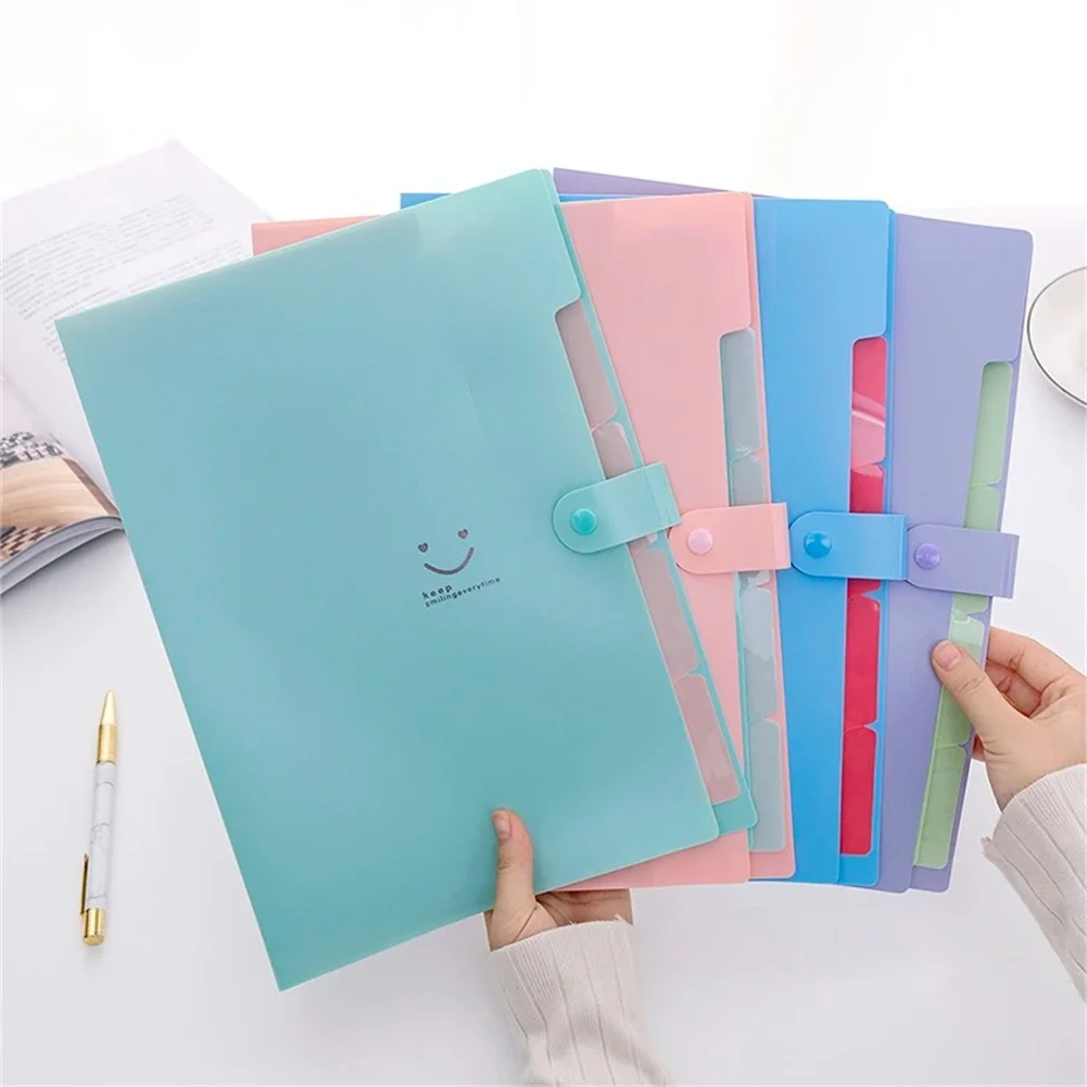 A4 Expanding File Folder 5 Pockets Accordion Document Organizer Plastic Portfolio Accordion Folder Diary Office School Supplies