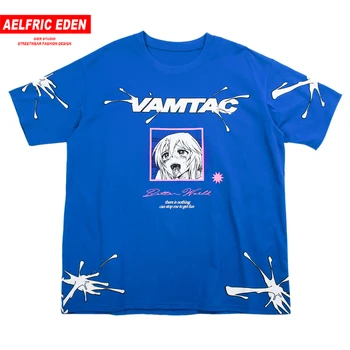 

Aelfric Eden 2020 Summer Hip Hop Streetwear Loose Lovers T Shirt Men Harajuku Anime Cartoon Alphabet Print Oversize Short Sleeve
