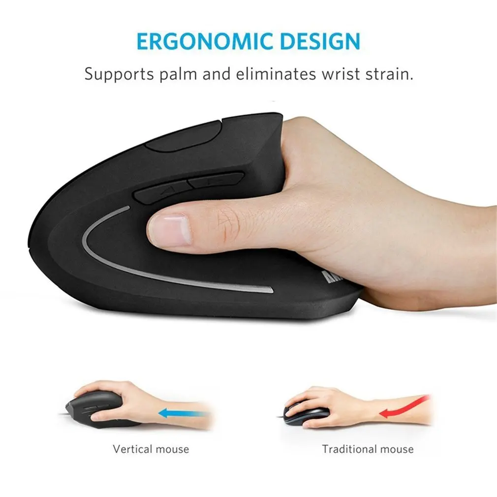 Wireless Ergonomic Vertical Mouse 2.4G 6 Button Mice 1000 DPI Computer USB Optical Mouse for PC Laptop Office