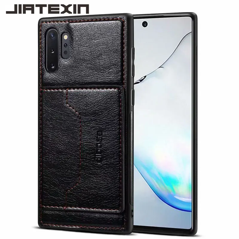 JIATEXIN TPU Bumper Case For Samsung Galaxy Note 10 PU Leather Cover Shell Note10+ Plus Holder With Card Pocket Capa Fundas |