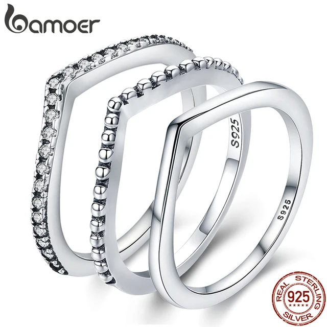 Buy CheapBAMOER 100% 925 Sterling Silver Water Droplet Clear CZ Finger Rings for Women Wedding Engagement Jewelry Girlfriend Gift.