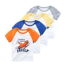 [Рукав реглан] Европейские и американские Стиль детская одежда из вельвета, для мальчика футболка с коротким Футболка с рукавами маленький узор натуральный хлопок детские S