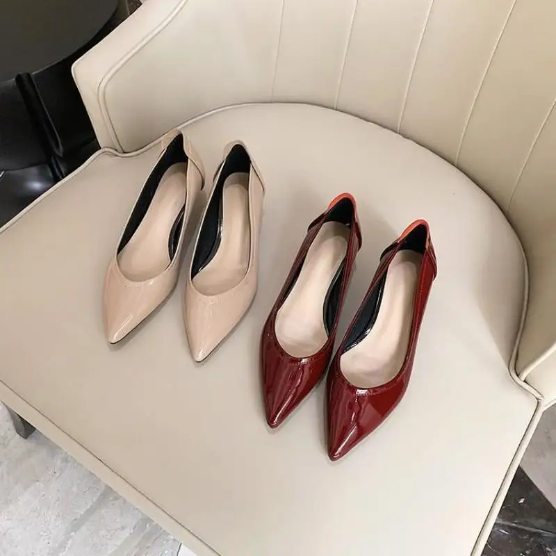 Spring Pumps low top shoes sheepskin low heel solid color fashion simple atmosphere elegant solid color women's single shoes