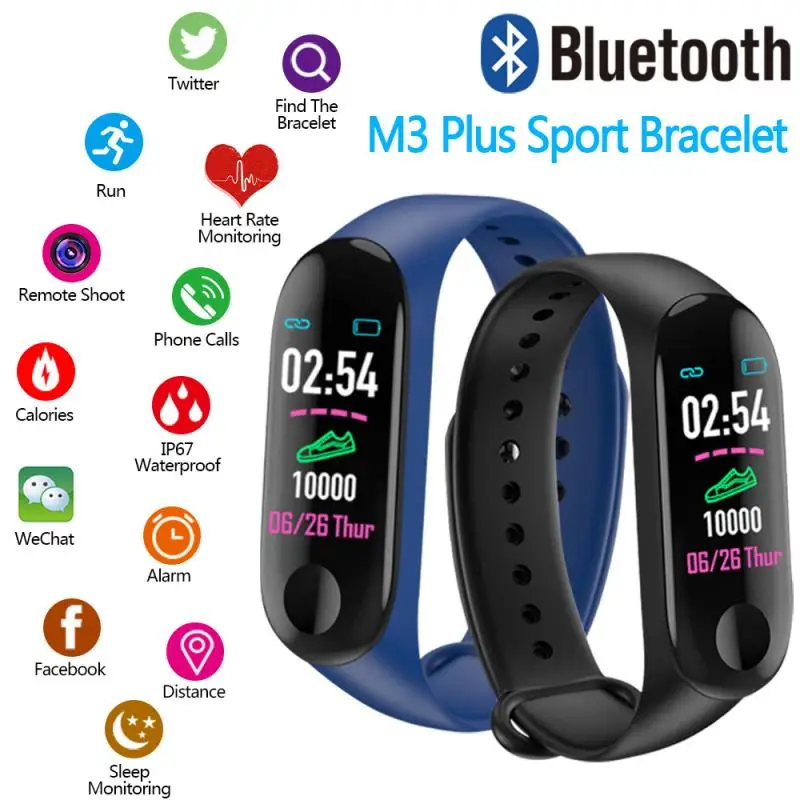 New Bluetooth M3 Smart Bracelet Men Women Fitness Band 3 Heart Rate Blood Pressure Clock Girl Watches Smarwatch 2021 | Электроника