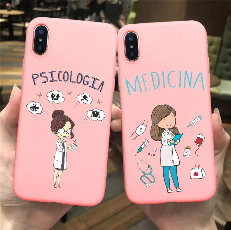 

Social services psychology Doctors Nurse Teacher Candy Pink Soft TPU Phone Case Cover For iPhone 11 PRO 6SPlus 8 8Plus XSMAX XR