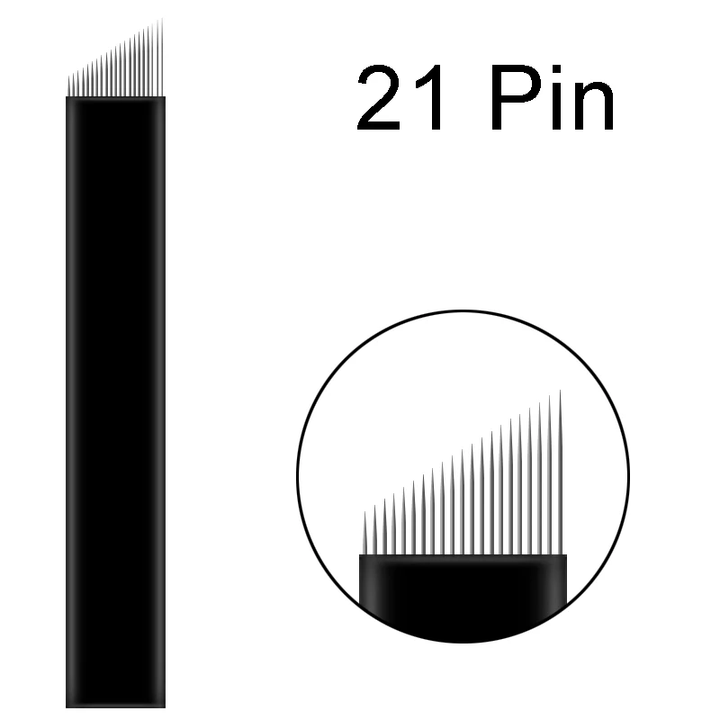flex 21pin 50 шт нано черные 0,16 мм u-образные 12U 14U 16U 18U микроблейдинг иглы для перманентного макияжа принадлежности ручные лезвия для бровей - Габаритные размеры: flex 21pin