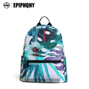 

Designer Brand Green Leaf Preppy Fresh School Bag Clear Pocket Bagpack Summer Plant Backpack Flower Printing Cool