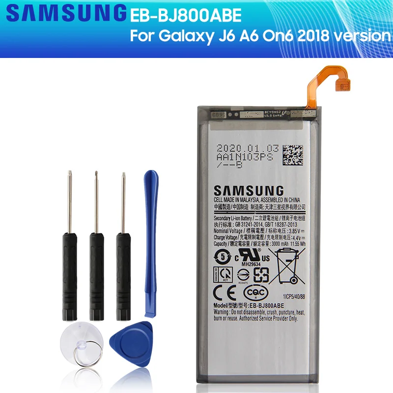 SAMSUNG оригинальный аккумулятор EB-BJ800ABE для Samsung Galaxy J6 J600 2018 A6 SM-A600 A600F 3000 мА-ч |
