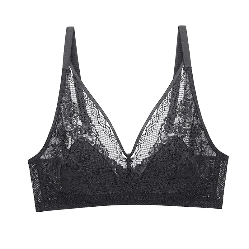 Мода французский цельный выдалбливают Bralette беспроводные мягкие бюстгальтеры для женщин Бесшовные вышивка кружевной бюстгальтер сексуальное женское белье Bh