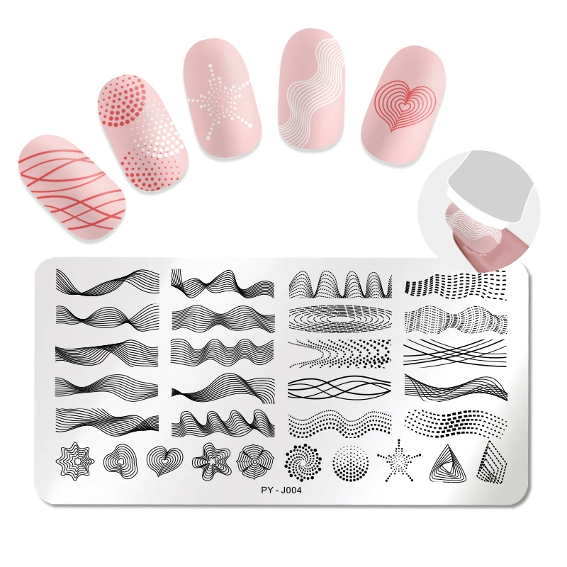 

PICT YOU Rectangle Nail Stamping Plates Geometric Stainless Steel Nail Image Stamp Printing Stencils for Nail Design J004