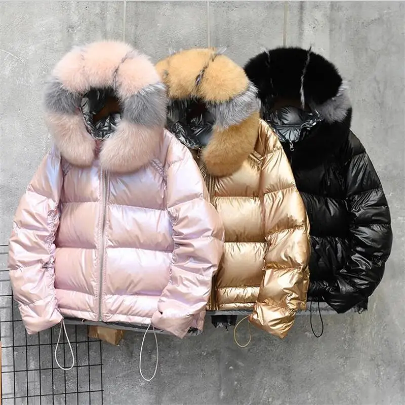 New Women Down Coat Double-sided Wear Winter Jacket Women Waterproof Female Short Coat Big Real Fur Collar Ladies Clothing