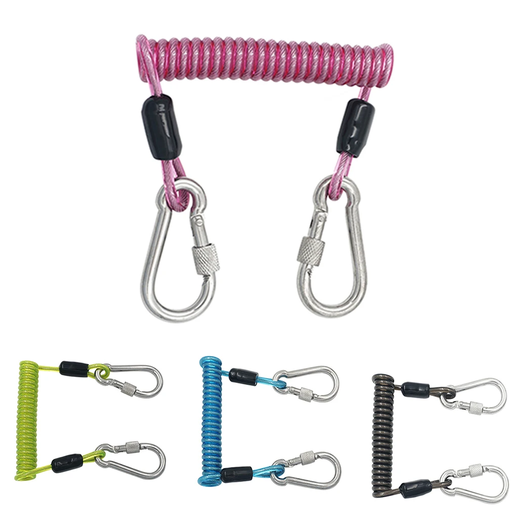 Stainless Steel Spiral Coil Lanyard Scuba Diving Underwater Emergency Carabiner Accessories - Choice of Color