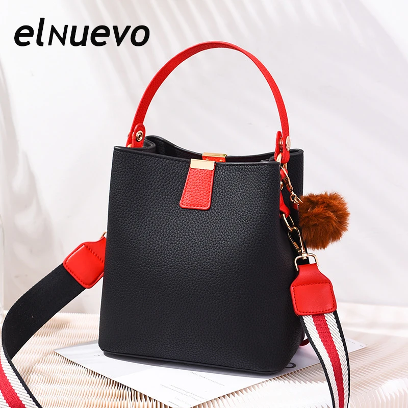 

Hot Sale Handbag Women Casual Tote Bag Female Large Shoulder Messenger Bags High Quality PU Leather Handbag with fur ball bolsa
