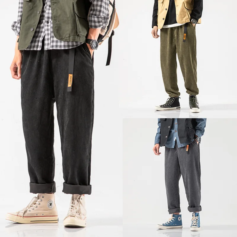 

Casual Pants Men Autumn And Winter Loose Pants Japanese-style Straight-Cut Loose-Fit Pants MEN'S Overalls Versatile Corduroy Ank