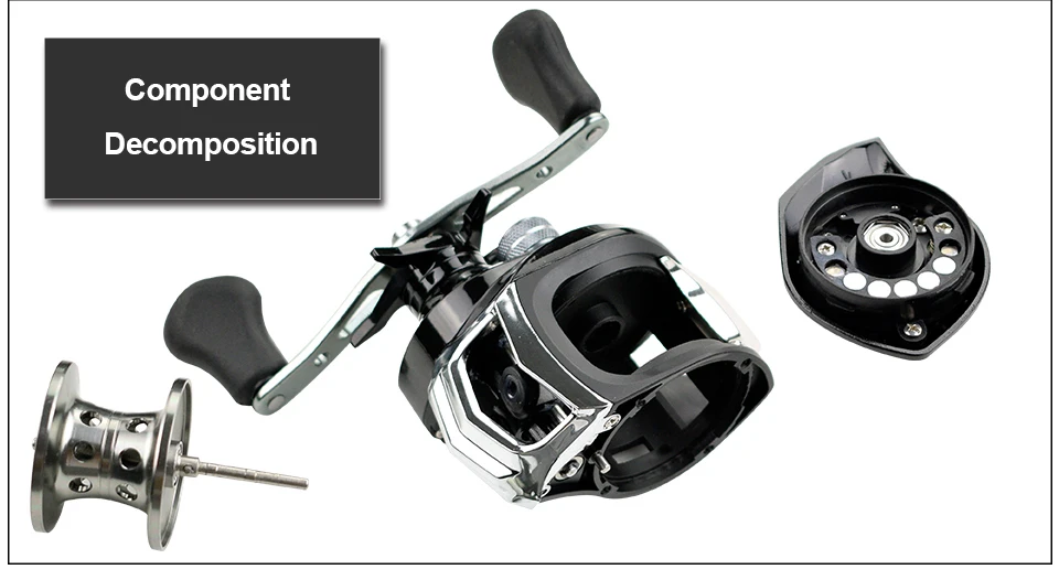 GLUREE Baitcasting Fishing Reel 17+1BB 7.11 220g Metal Line Cup Silver Black Left Right Hand Lure Fishing FreshSalt Water Reel (19)