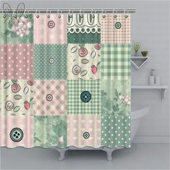 

Shabby Chic Style Bathroom Curtain Colorful Floral Waterproof Shower Curtain Polyester Fabric Bath Curtain Bathroom Shower Sets