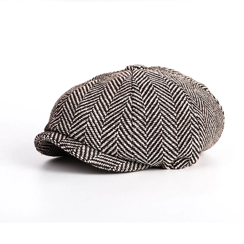 Casquette Four Seasons Cotton Stripe Black Men's Newsboy Hat Male Beret Men And Women Retro England Visor Big Head Cap BLM96 men's berets